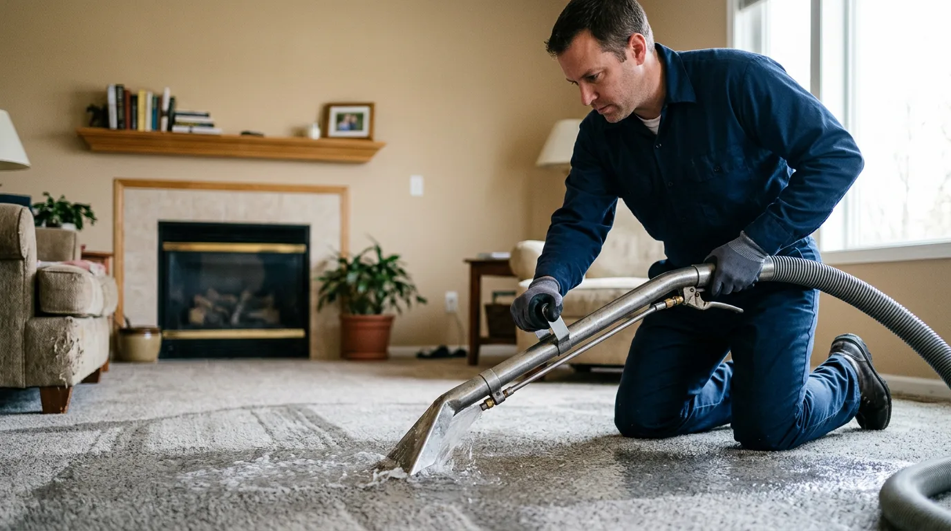 Water damage restoration technician working near Ottsville, PA